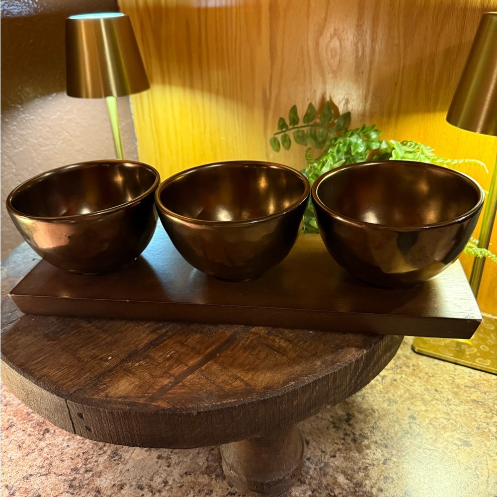 Artesia Brand  Bronze Ceramic Bowl Set, Ideal For Serving Trinkets Or Snacks